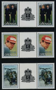 Grenada 1385-7 Gutter Pairs MNH Prince Andrew, Carah Ferguson Wedding