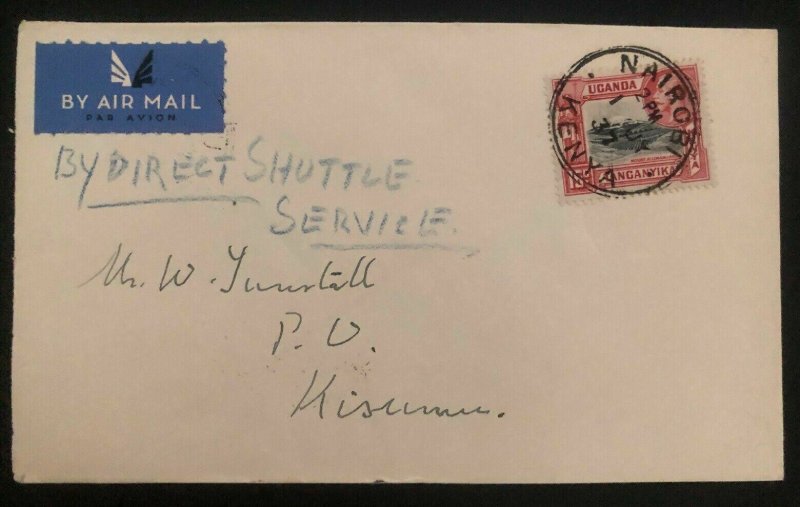 1937 Nairobi Kenya First Flight Cover FFC To Kisumu Direct Shuttle Services