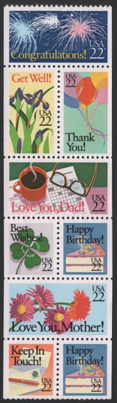 SC#2267-74 Special Occasions Booklet Pane: No Tab (1987) MNH