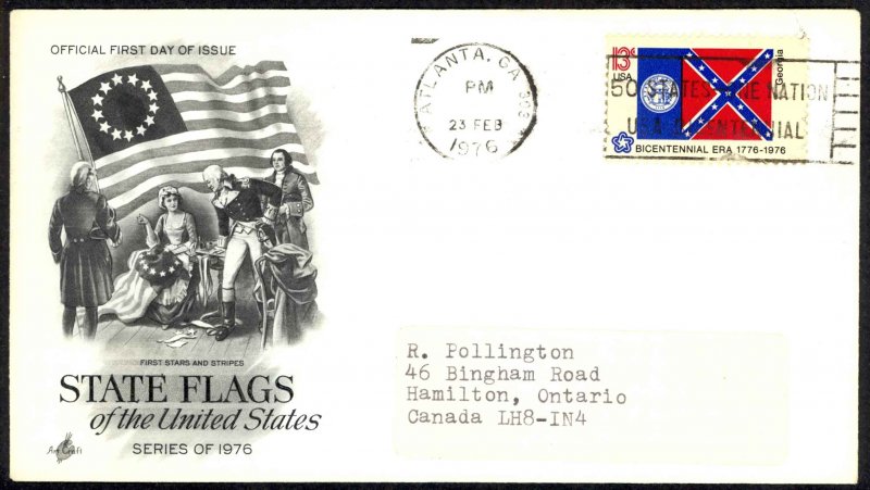 USA Sc# 1636 (ArtCraft) FDC (c) (Atlanta, GA) 1976 2.23 Georgia Flag