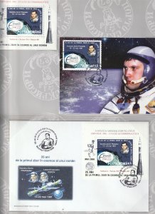 Romania 2006 FOLDER STAMPS Prunariu, cosmos, gold overprint fist day SOIUZ POST