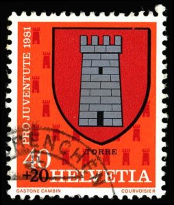 SWITZERLAND Sc B485 USED - 1981 40c + 20c - Arms of Torre