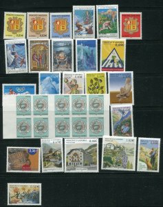 French Andorra 2002, 2003 Scott 545 -561, 565a - 571 MNH