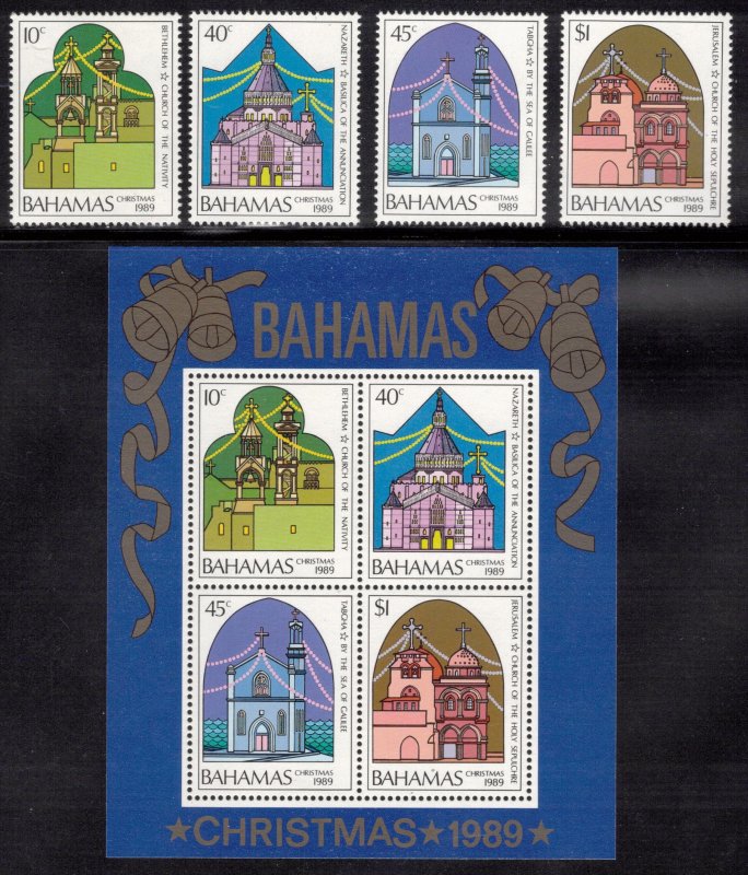 BAHAMAS 1989 Christmas; Scott 679-82, 682a, SG 855-59; MNH