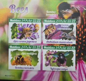 CMI) 2019. MALDIVES. JAPANESE BEE. SOUVENIR LEAF. LTK. LTL.  LTM. LTN