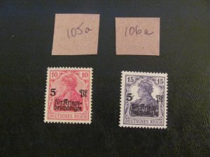 GERMANY 1919 MNH  MI.NR. 105a-106a OVERPRINT SET $20