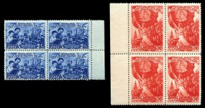 Russia #1123-1124, 1947 International Day of Women, set of two sheet margin b...