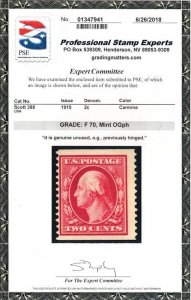 MALACK 388 F/VF OG H. w/PSE (06/18) CERT, a most elu..MORE.. gg2436 