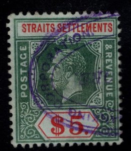 Straits Settlements Scott 167 Used  5$ KGV die 1 1915 issue