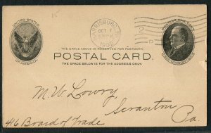 1902 US Postal Card Pennsylvania Telephone Co Bill Harrisburg to Scranton PA McK