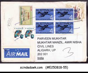 AUSTRALIA - AIR MAIL ENVELOPE TO INDIA WITH SPECIMEN STAMPS