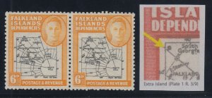 Falkland Islands, SG G6aa, MHR pair Extra Island variety