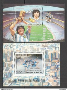 Central Africa Football World Cup Maradona Olympic Games La 1984 2Bl ** Nw0146