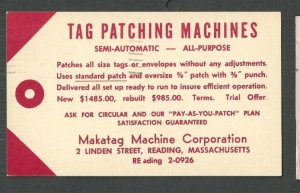 1957 Reading Pa Makatag Machine Corp Sells Tag Patching Machines Patches Tag Etc