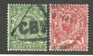 Great Britain  Scott#  151-2  used