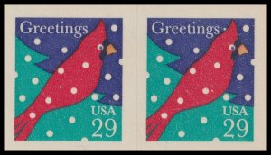 US 2874 Greetings Cardinal in Snow ATM 29c horz pair MNH 1994