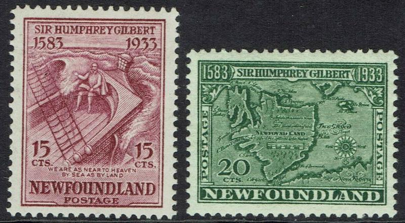 NEWFOUNDLAND 1933 350TH ANNIVERSARY 15C AND 20C 