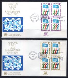 UN New York 260-261 Plate Blocks Geneva Set of Two U/A FDC