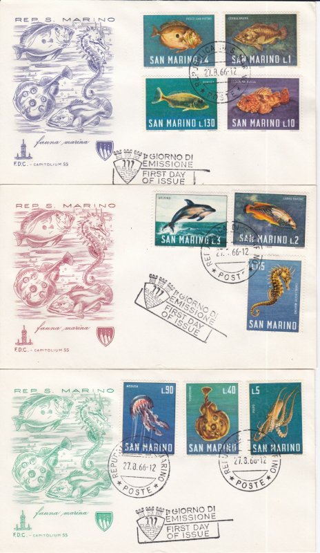 San Marino # 643-652, Marine Life - Fish, First Day Cover,