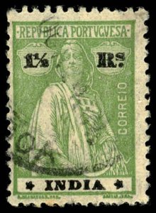 PORTUGUESE INDIA Sc 375K USED - 1921 1½r - Ceres, Ordinary paper - Perf 12 x 11½