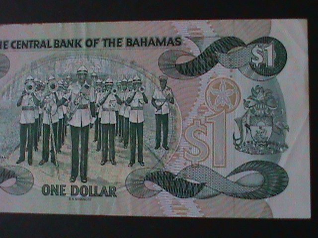 ​BAHAMAS-1974-CENTRAL BANK-$1 DOLLAR-NEAR UNCIR- NOTE- VF-50 YEARS OLD-