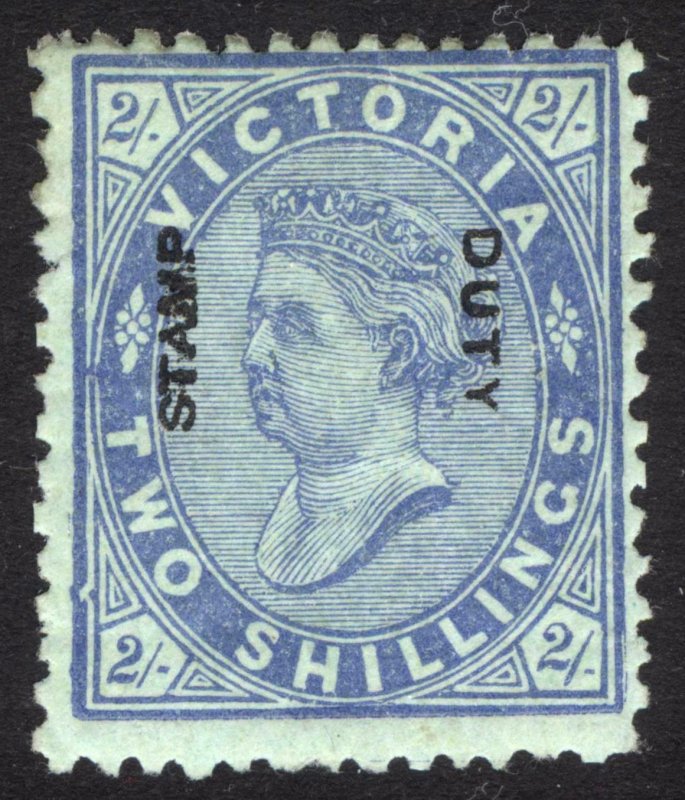 Victoria 1885 2s Ultra o grn Opt STAMP DUTY SG 307 Sc 158 LMM/MLH Cat£140($183)