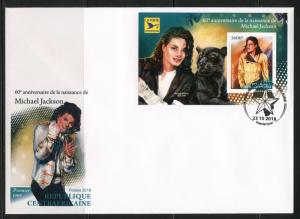 CENTRAL AFRICA 2018  60th BIRTH OF MICHAEL JACKSON  SOUVENIR SHEET II FDC