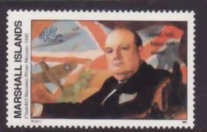 Marshall Islands-Sc#251- id7-unused NH 45c Winston Churchill-WWII-1990-