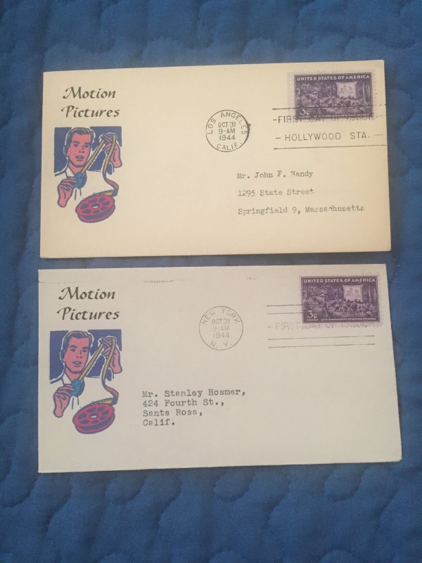 2 FDC Motion Pictures both vids from 1944