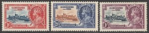 EDSROOM-13665 St Kitts & Nevis 76-78 LH 1935 Complete Silver Jubilee GV CV$10.80