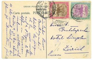 P2933 - SUDAN, POST CARD FROM WADI HALFA TO ZÜRICH, 1907 AMBULANT TRAIN!!!!!!-