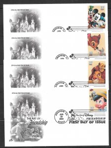 #3865-68 FDC Disney ArtCraft Set of 4 Covers (12946)