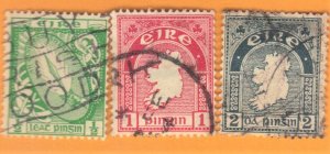 IRELAND SC # 65,66,68 USED 1/2,1,2p 1922-23