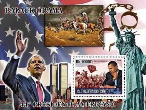 St Thomas - Barack Obama on Stamps -  Stamp Souvenir Sheet ST8701b