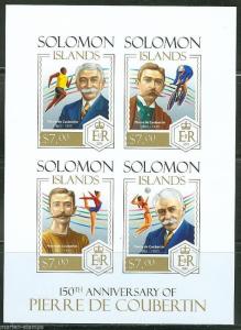 SOLOMON ISLANDS  2013  150th BIRTH PIERRE de COUBERTIN OLYMPIC  IMP SHT  MINT NH