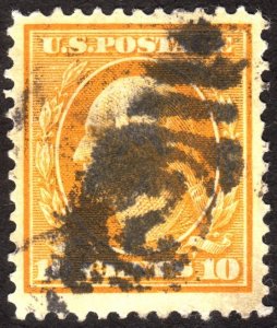 1909, US 10c, Washington, Used, Sc 338, Well centered