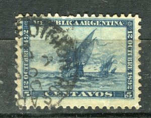 ARGENTINA; 1892 early America Discovery issue fine used Shade of 5c. value