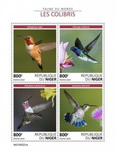 Niger - 2019 Hummingbirds on Stamps - 4 Stamp Sheet - NIG190221a