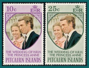 Pitcairn Islands 1973 Royal Wedding, MNH  #135-136,SG131-SG132