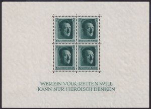 Germany 1937 #B102 xf-mnh (Grade 95); 6p(+19p) Dark Green Blue