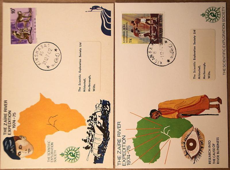 Collection of 10 different cacheted covers - 1974-1975 Zaire River Expedition