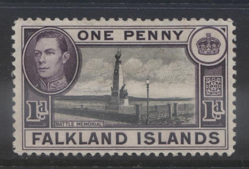 Falkland Is. - Scott 85B- KGVI Definitive - 1941  MLH - Dk Vio & Blk - 1d Stamp