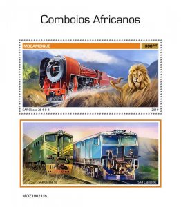 MOZAMBIQUE - 2019 - African Trains - Perf Souv Sheet - Mint Never Hinged