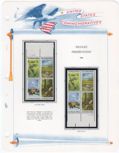 Scott #1924a Wildlife Habitat Plate Blocks - White Ace Booklet Pane Mount - MNH