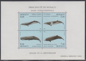 MONACO Sc # 1853 a-d CPL MNH SOUVENIR SHEET MARINE MAMMALS