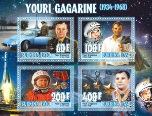 Stamps. Space. Youri Gagarine 2019 year 1+1 sheets perforated