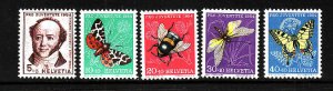 Butterflies-Insects-Switzerland-Sc#B237-41-unused NH set-