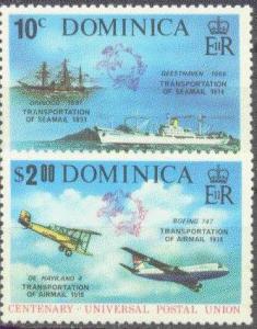 DOMINICA  418-19 MNH 1974 1974 UPU CENTENARY