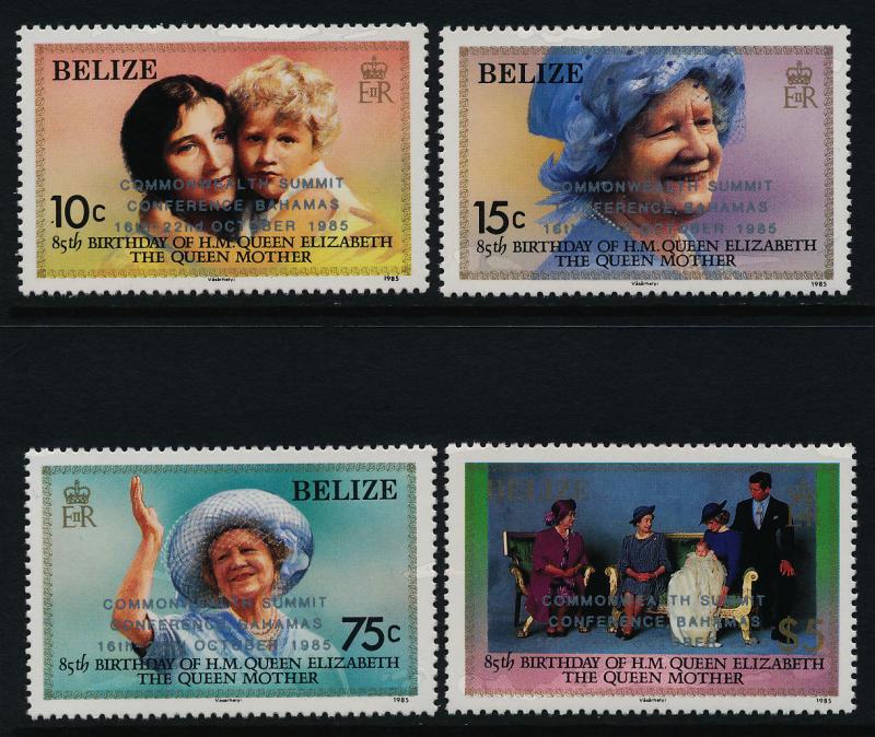 Belize 771-4 MNH Queen Mother 85th Birthday, Summit o/p