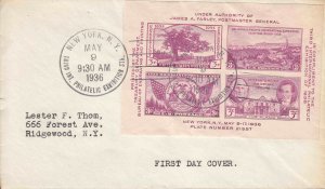 US FDC Sc # 778 TIPEX souvenier sheet - US 8166